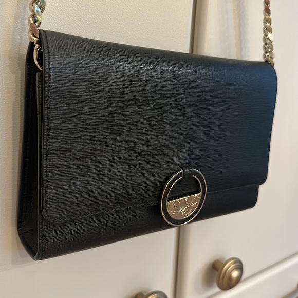 VERSACE Black Leather Gold Chain Crossbody - Picture 11 of 12